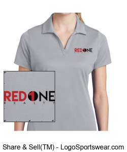 Sport-Tek Ladies Polo - GRAY - Red/Black logo Design Zoom